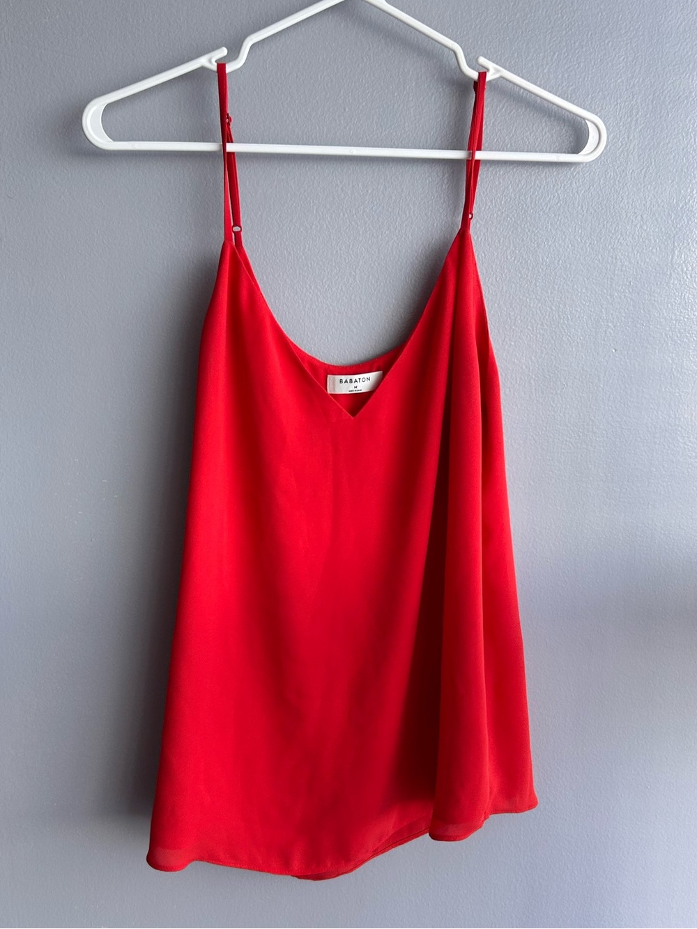 BABATON Red Silk-Blend V-Neck Cami Top